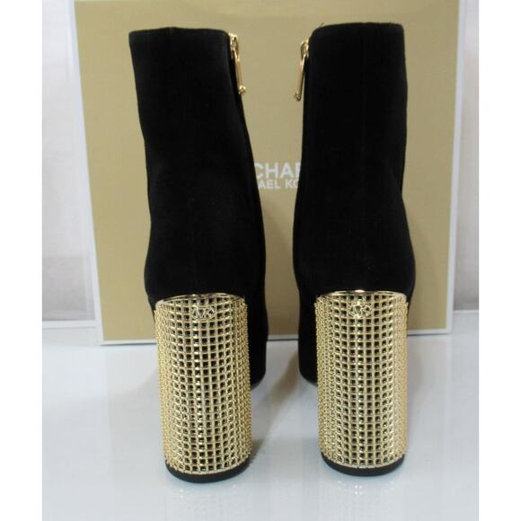 Michael Kors Maxine Block Heel Platform Bootie Zip Suede Black Size 8.5 - Picture 6 of 10
